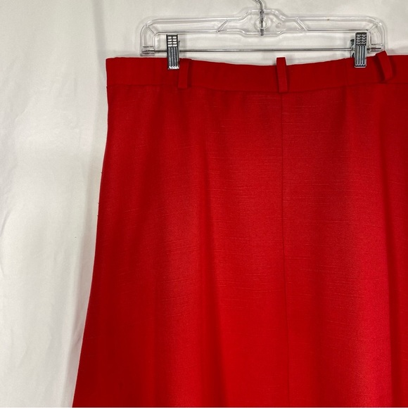 Diana Fay Vintage Classic Red Tea Length Pleated Button Front Skirt - Picture 4 of 9